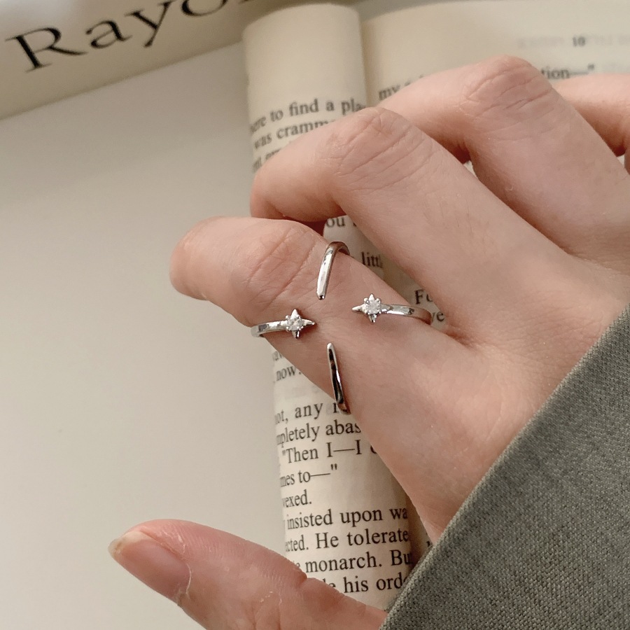 一恋几何线条X交叉戒指女简约冷淡风星轨百搭开口指环小众设计食
