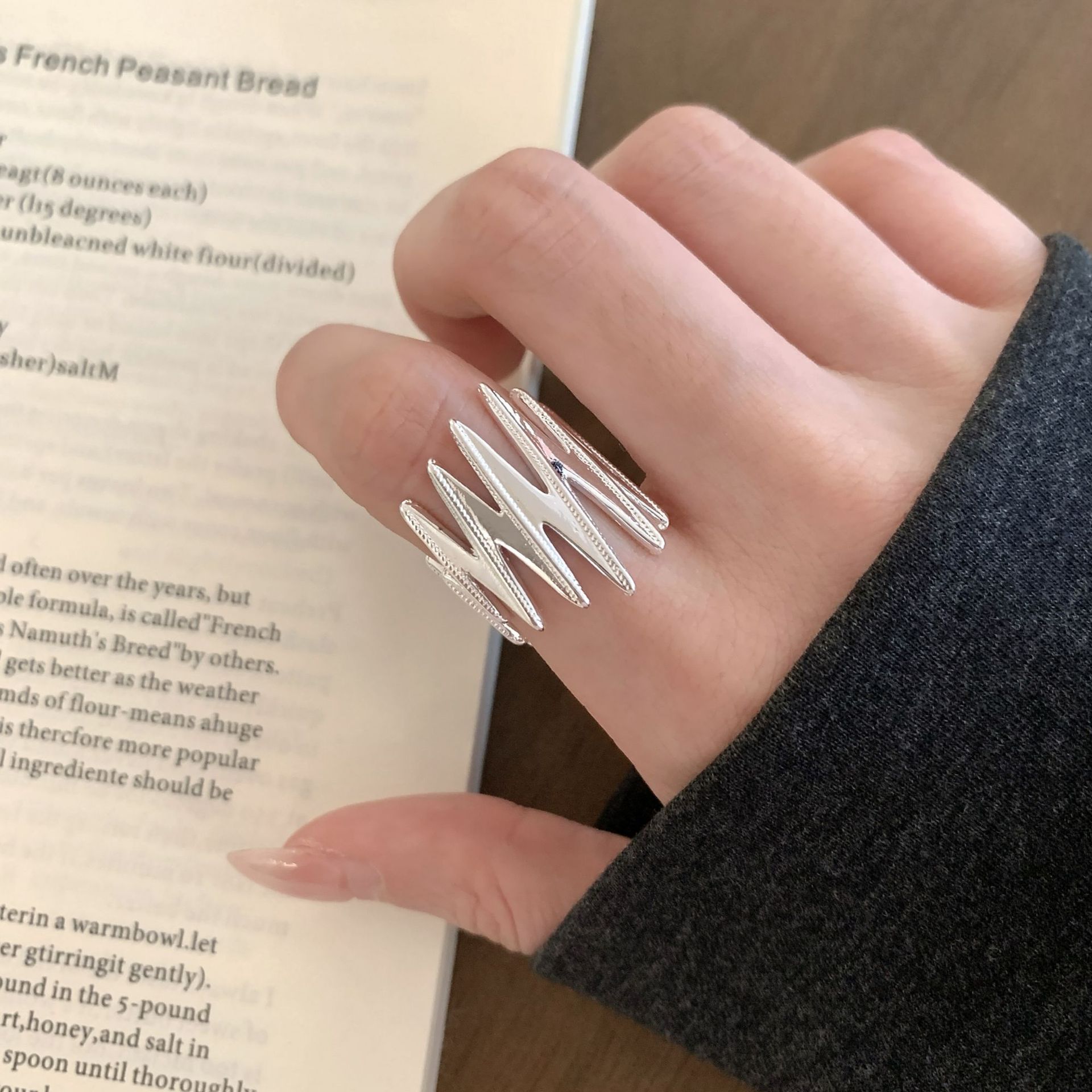 几何个性锯齿戒指女嘻哈朋克夸张时尚感开口指环网红创意食指戒潮