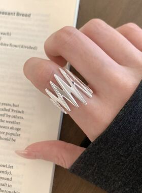 几何个性锯齿戒指女嘻哈朋克夸张时尚感开口指环网红创意食指戒潮
