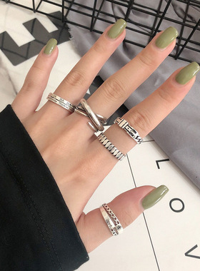 一恋网红简约复古戒指女罗马数字INS风星期指环百搭个性配