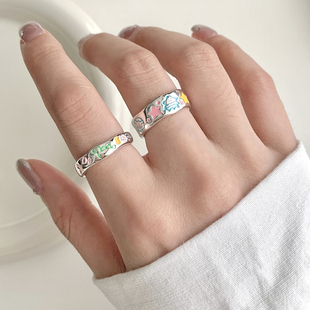 叠戴戒指女小众 甜美可爱卡通戒指开口戒子轻奢高级感百搭配饰女