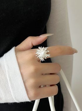 一恋甜美烟花时尚戒指女韩版个性百搭创意小众设计开口指环叠戴食