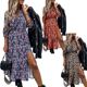 Autumn V Neck Long Floral Dress For Women 2020 Slim Long Sl