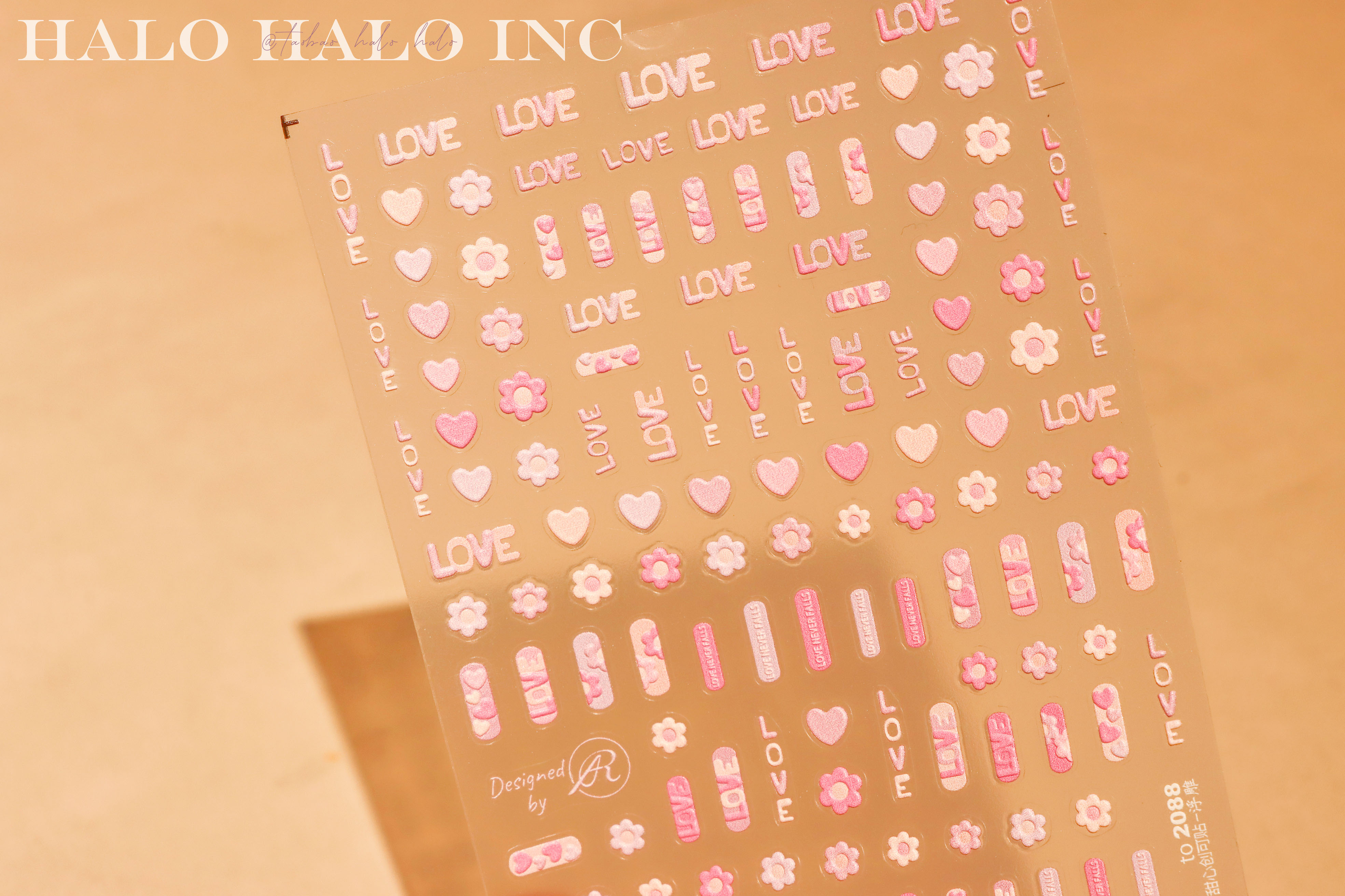 美甲贴纸小心心形镂空桃心法式