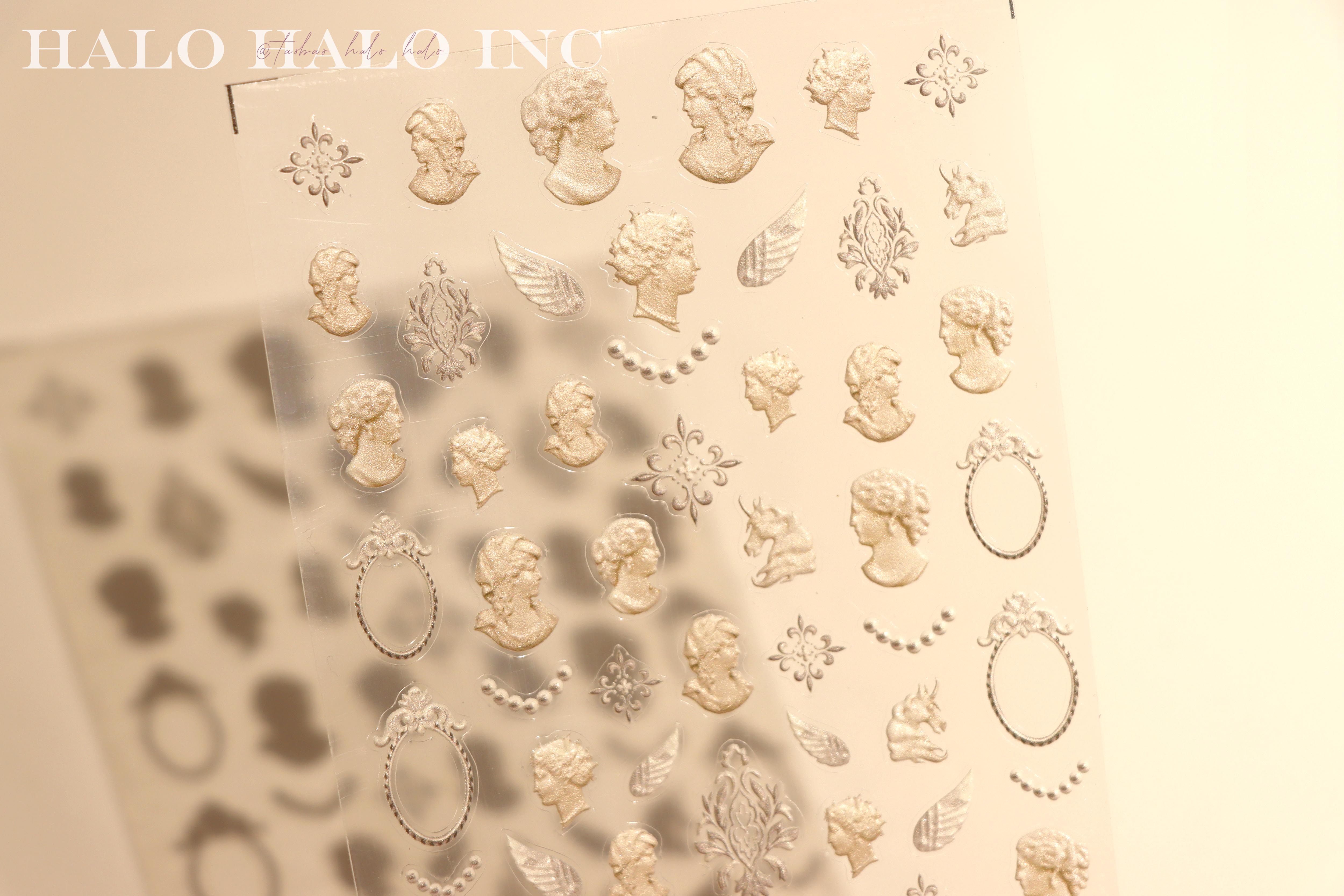 美甲贴纸油画玫瑰花法式天使翅膀