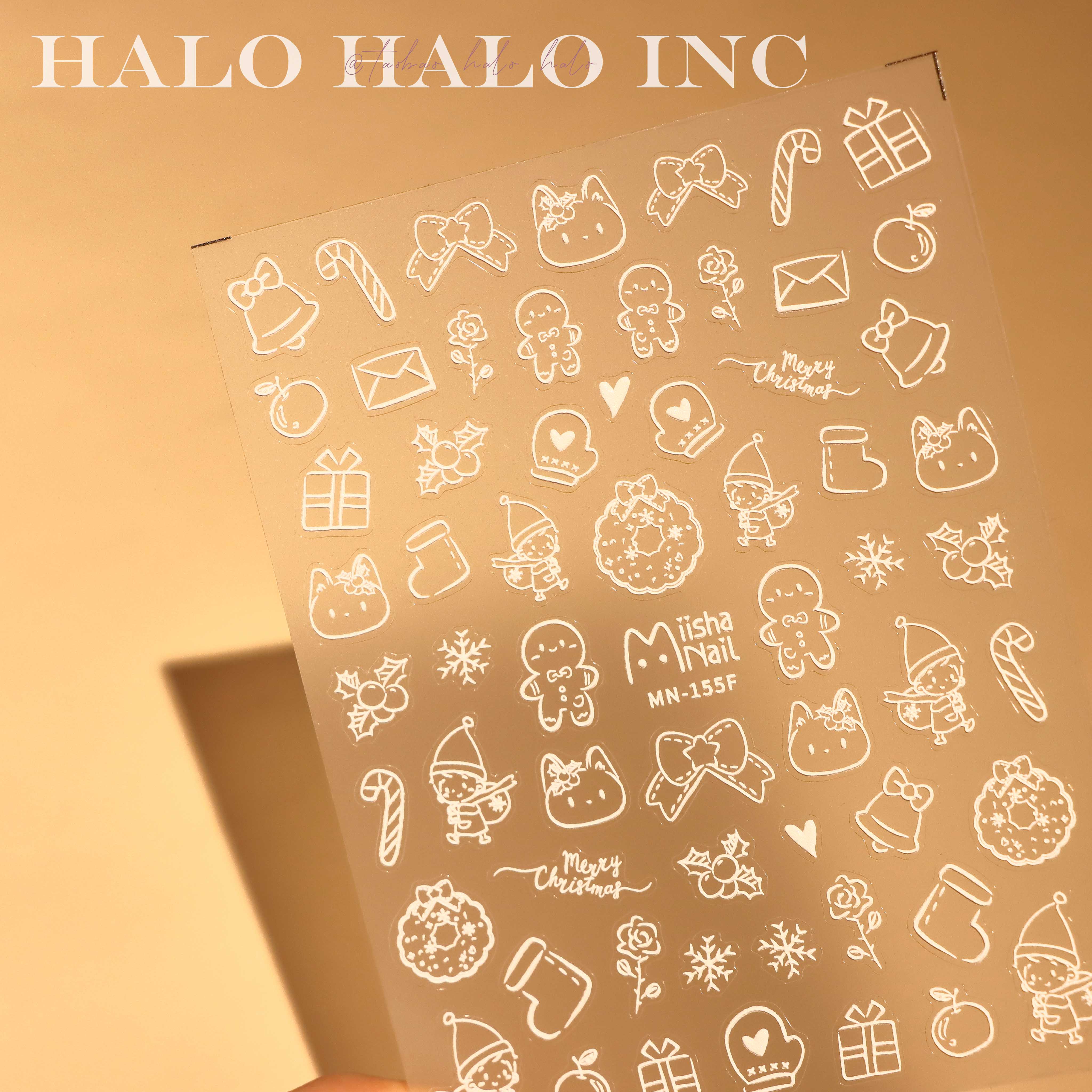 美甲贴纸圣诞树姜饼人麋鹿雪花环