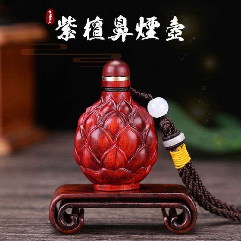 宫廷匠人木质雕刻鼻烟壶纯手工特色中国风特色文化礼品容量3-5克