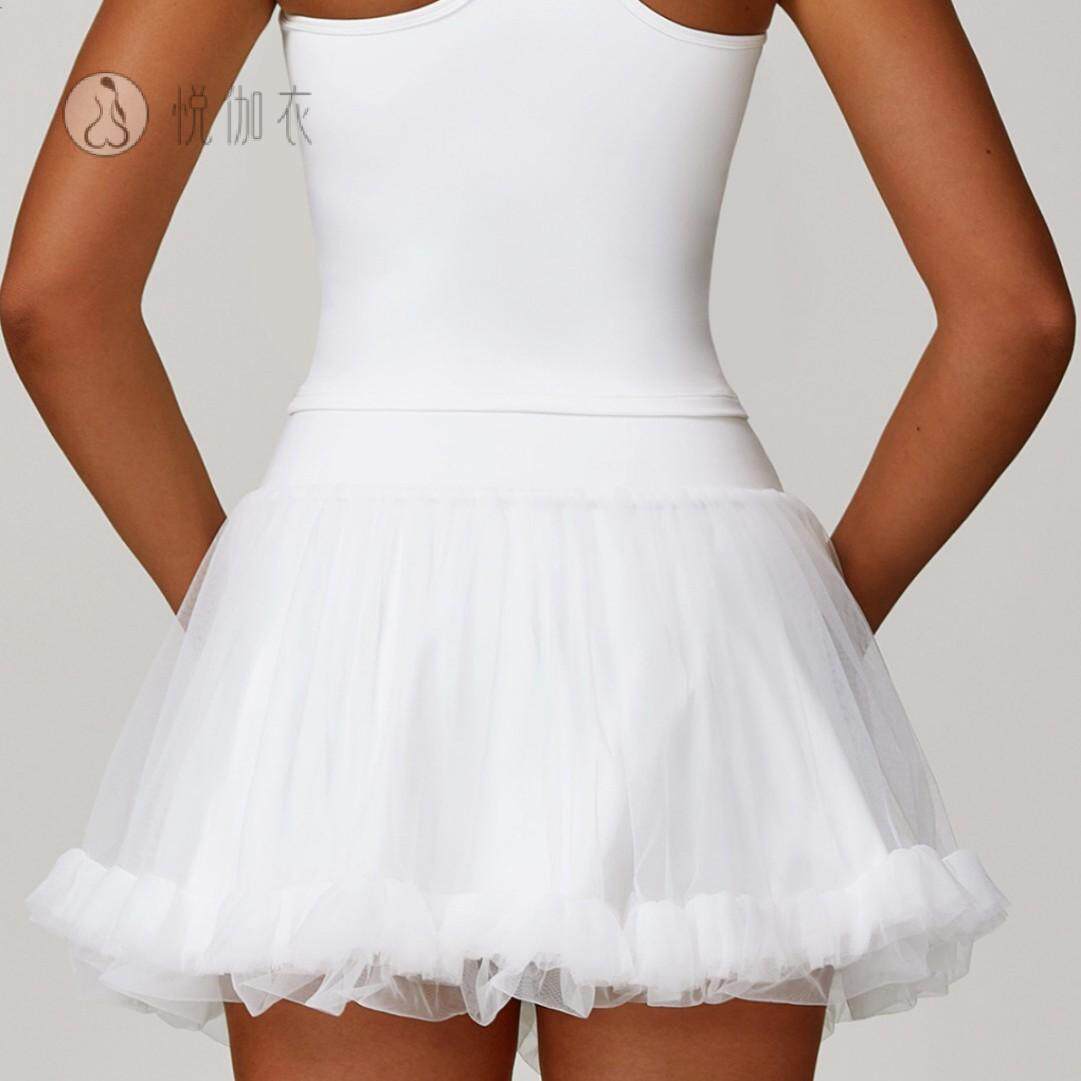 防走光打底高腰网球裙休闲A字型半裙网纱运动短裙带短裤新品
