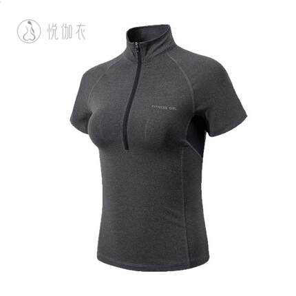 紧身运动短袖女立领显瘦弹力休闲t恤跑步训练健身上衣瑜伽服