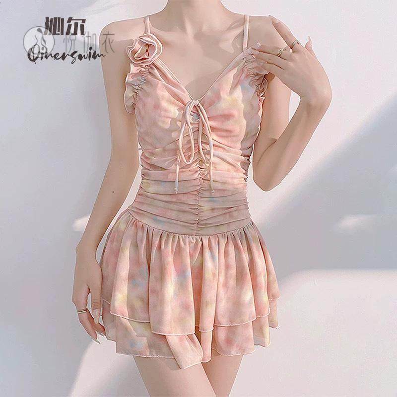 新款泳衣女连体裙式仙女范感遮肚显瘦性感款韩泡温泉泳装分体泳衣,运动/瑜伽/健身/球迷用品,分体泳衣,淘宝优惠券,粉丝福利购,淘宝优惠卷