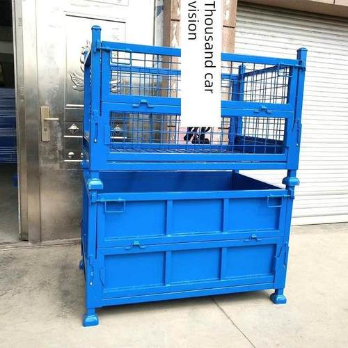 物流车间备品备件铁架重型工业铁片收集箱金属周转箱可折叠堆放料