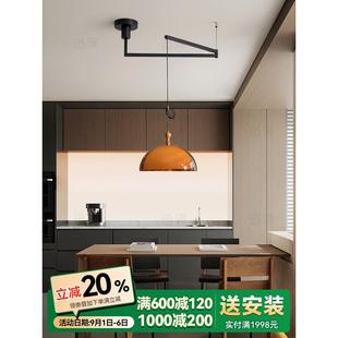 带摇臂餐厅吊灯可移位餐桌灯vintage中古风吧台灯法式复古饭厅灯