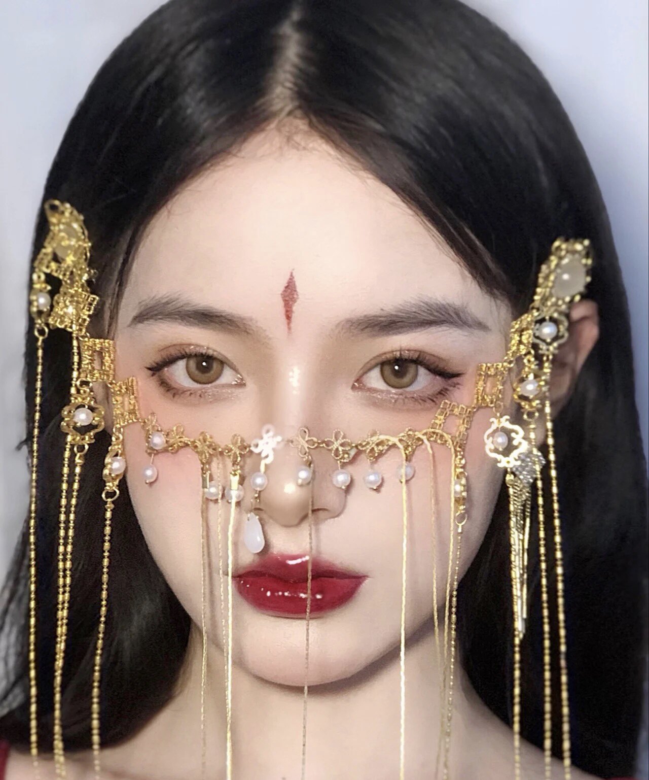 汉服面帘古风面纱流苏挂耳儿童发饰古代遮脸头饰脸帘古装搭配饰品