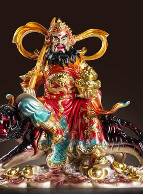 赵公明摆件环保树脂财神赵元帅骑虎像家用供奉武财神佛像彷铜彩绘