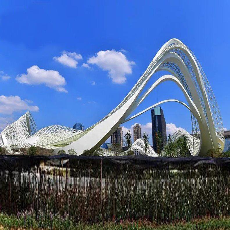 大型不锈钢雕塑定制地标建筑户外景观城市公园现代飘带红色小品