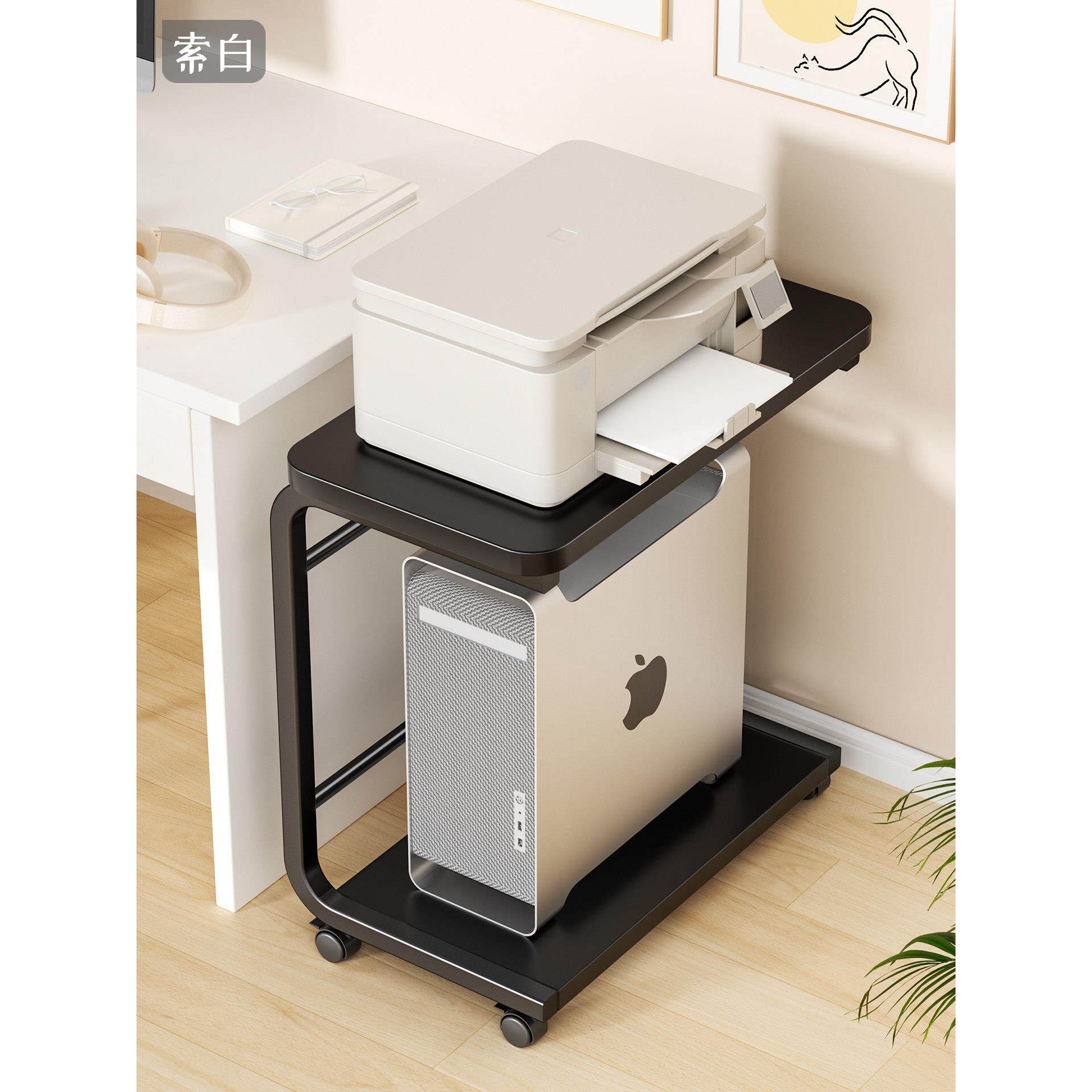 电脑主机托架底座双层可移动机箱散热托盘架支架桌下放置柜带轮架