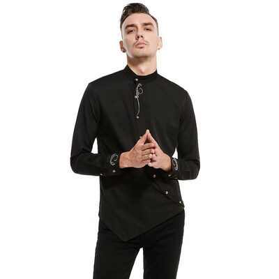 Men's hot style long-sleeved shirt men's solid color jacquar