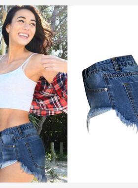 欧洲站速卖通ebay亚马逊爆款性感蓝色百搭流苏牛仔短裤夏季热裤潮