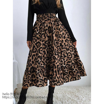 欧美性感豹纹印花高腰半