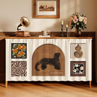 柜子遮挡帘鞋 饰遮丑帘中古风防尘布帘厨房书柜置物架免打孔 柜装