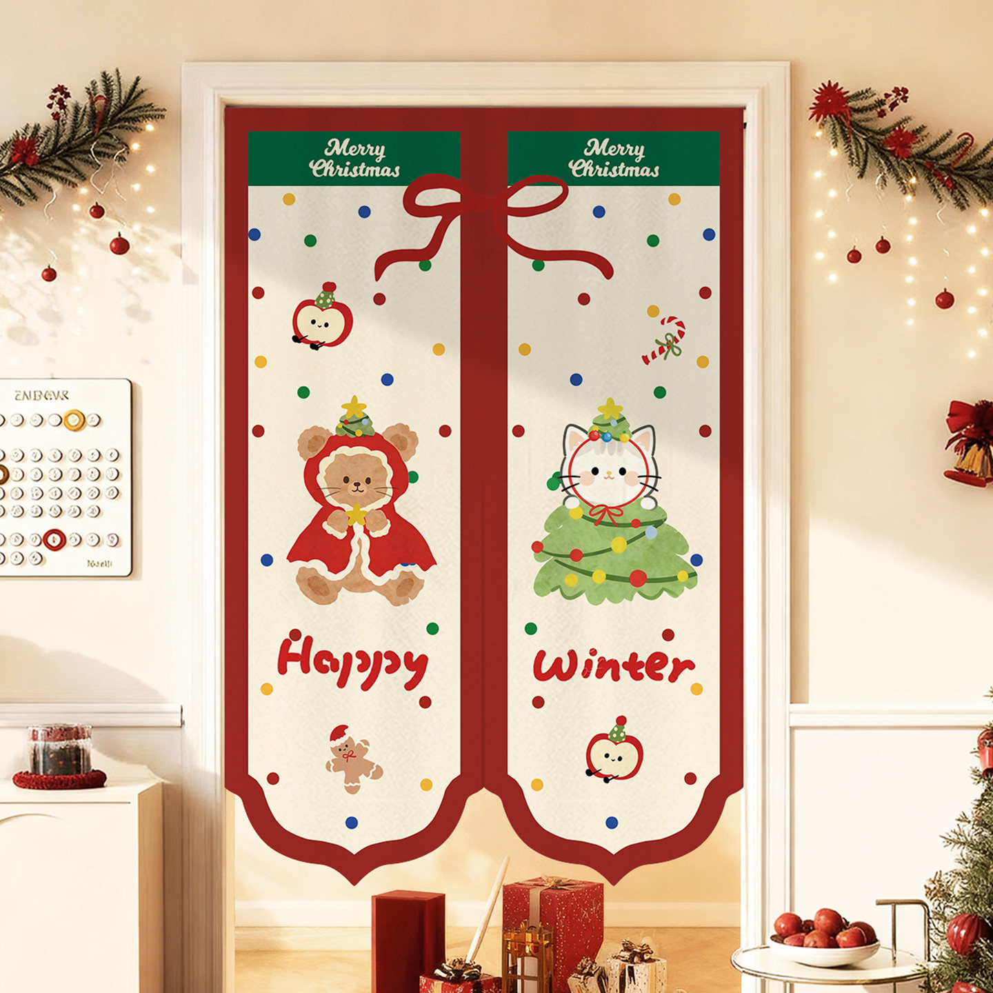 圣诞卡通门帘创意卧室隔断帘儿童房节日装饰布帘半帘卫生间遮挡帘,居家布艺,门帘,淘宝优惠券,粉丝福利购,淘宝优惠卷