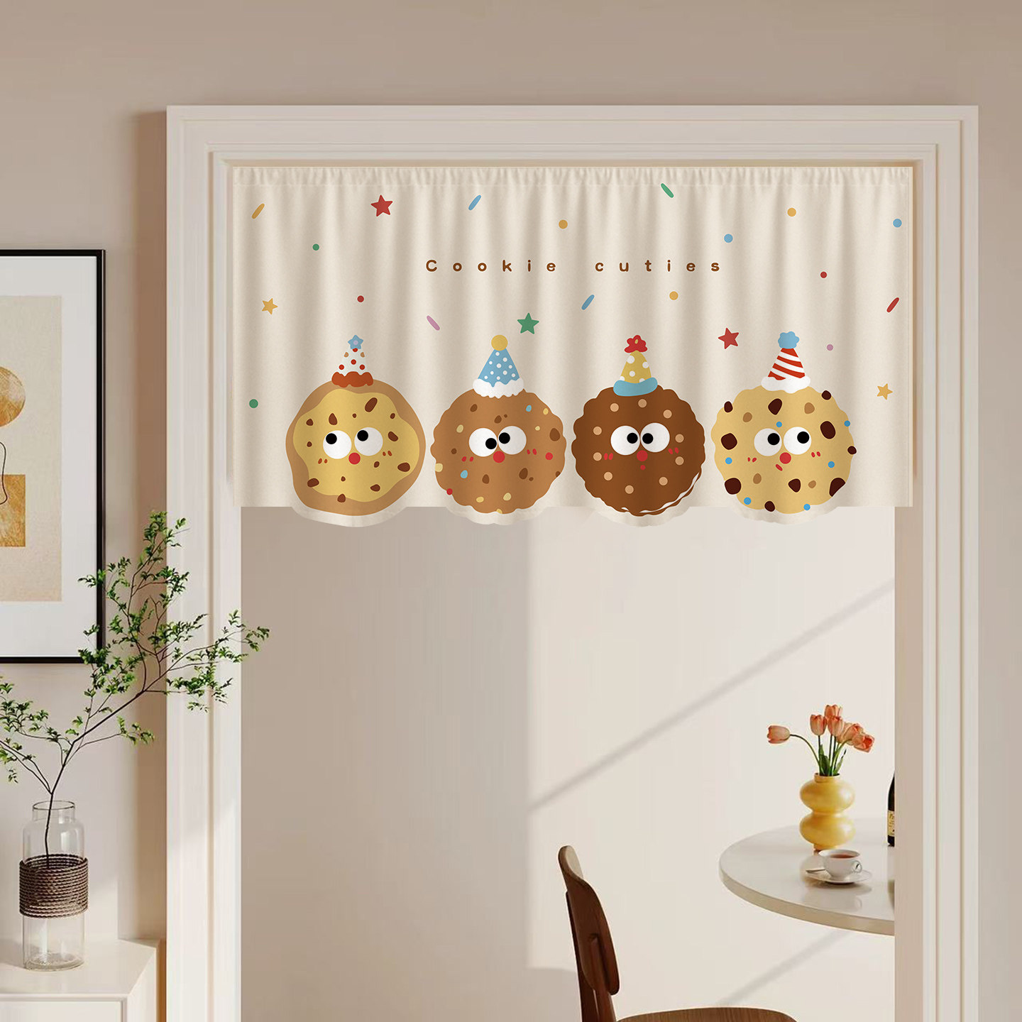 卡通可爱装饰门帘短帘窗户吊旗半帘帘子厨房治愈系卧室免打孔定制