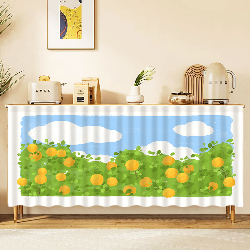 春天来了柜子遮挡帘粘贴轨道式