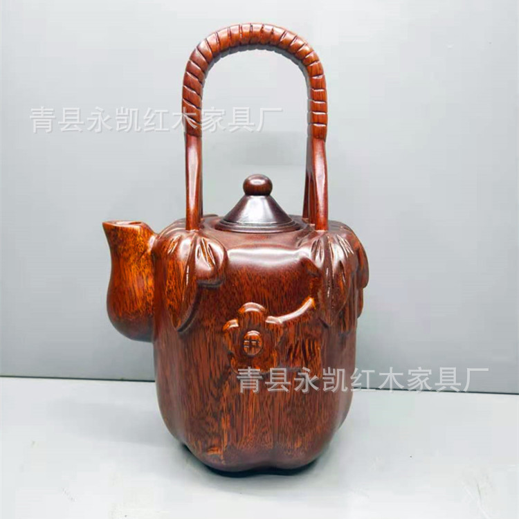 铁犁木红木工艺茶壶木雕摆件木质工艺花梨木雕刻生日礼