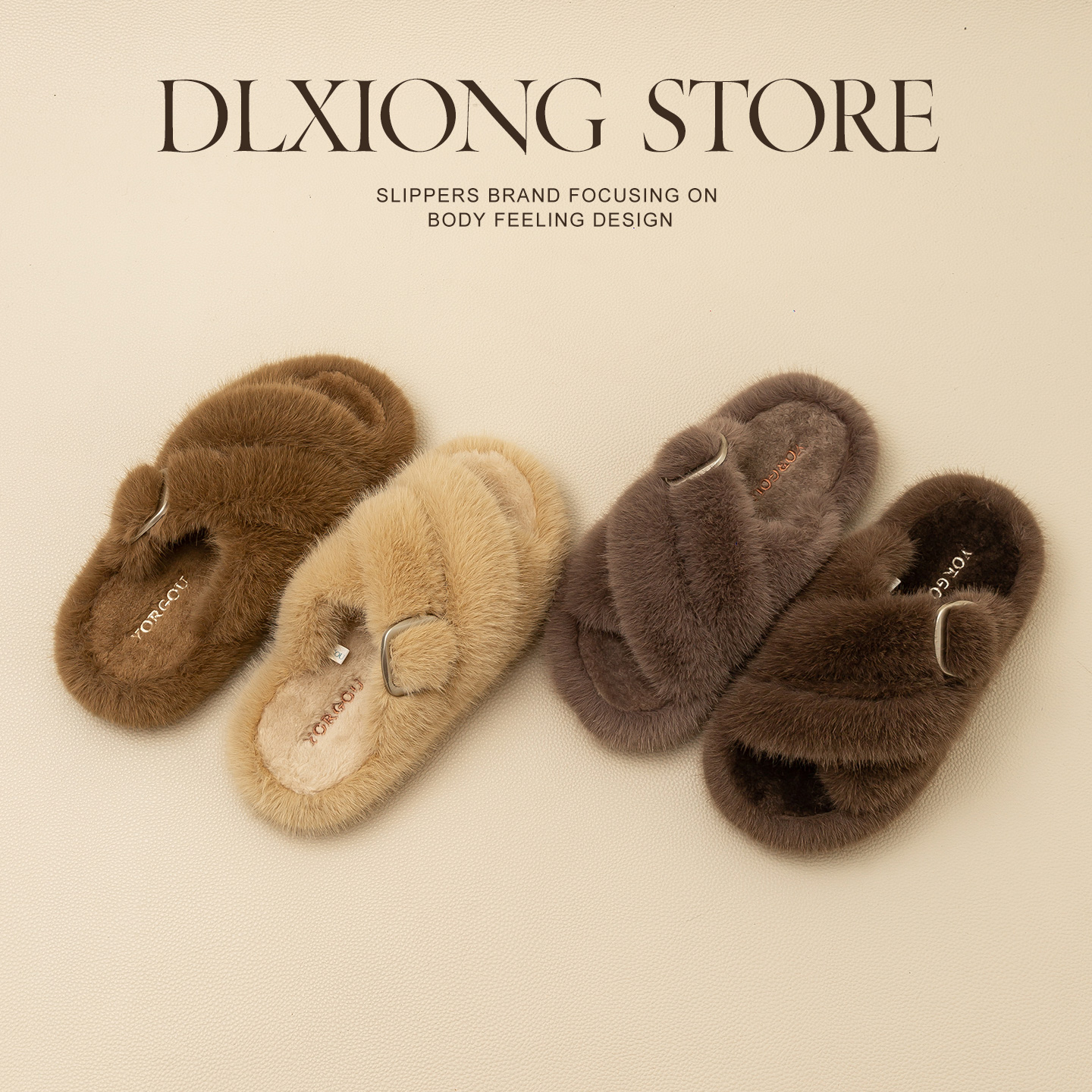 高级感女士毛拖鞋家居地板抗菌