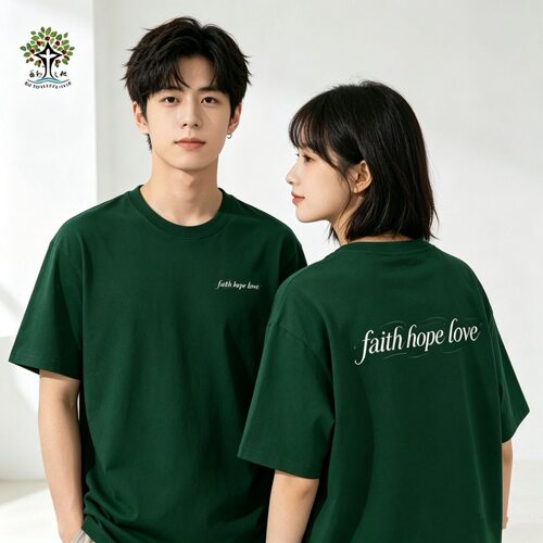 福地 纯棉T恤 夏令营团建服装 Faith Hope Love