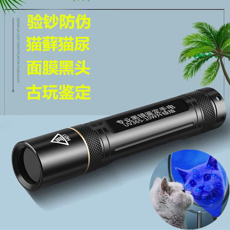 专业黑镜鉴定手电筒伍德氏灯照猫藓猫尿宠物手电筒紫光灯荧光剂面膜黑头纸币外币邮票集邮收藏品检查防伪验钞