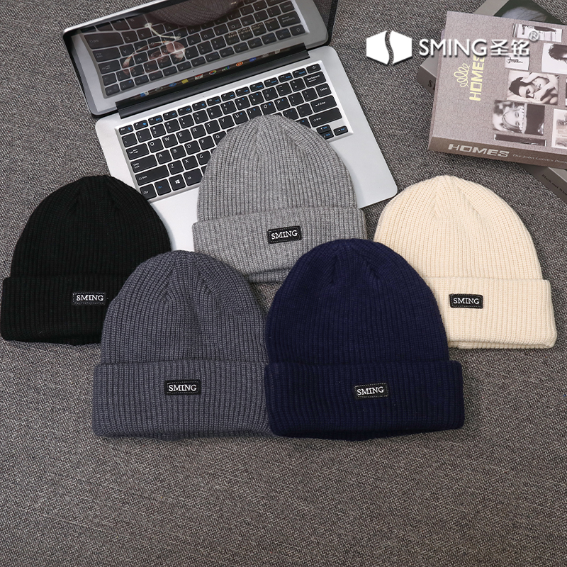 针织帽简约毛线帽堆堆帽冷帽黑