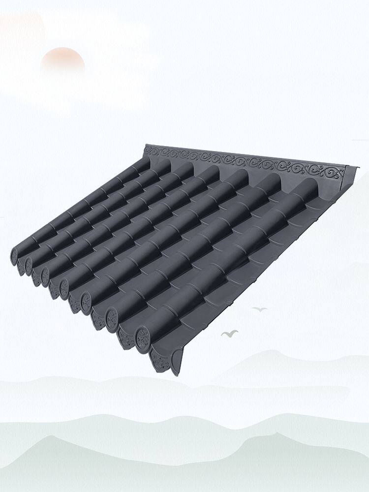 110*80cm单面一体仿古瓦中式古建塑料雨搭防水房檐装饰仿青瓦雨棚