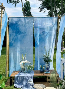 幼儿园扎染主题棉布幔传统民族风蓝染环创场景背景布置装饰挂吊饰