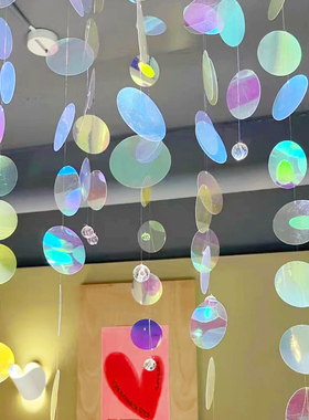 幼儿园圆形彩色画片主题墙面区域角材料吊饰走廊空中装饰环创挂饰