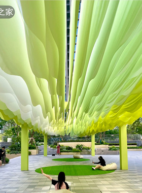 彩虹风动纱幔餐厅民宿酒店农场景区海边户外吊顶布置天幕遮阳布艺