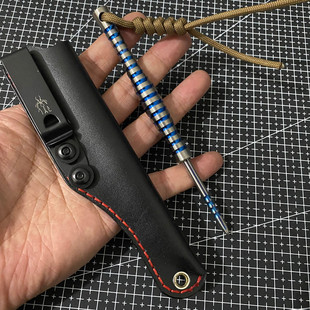 钛合金尖锥冰戳子茶饼刀破窗刺随身EDC玩具防身带皮套巴斯蒂内利