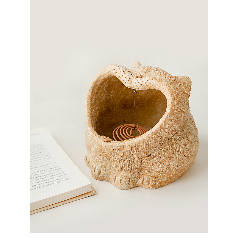 现货香炉信乐烧哈欠猫蚊香炉