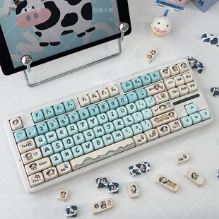 键小姬渐变奶牛个性定制机械键盘键帽热升华87/108/小蜜蜂atk68