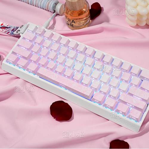 玫瑰海岸粉渐变侧刻透光键帽