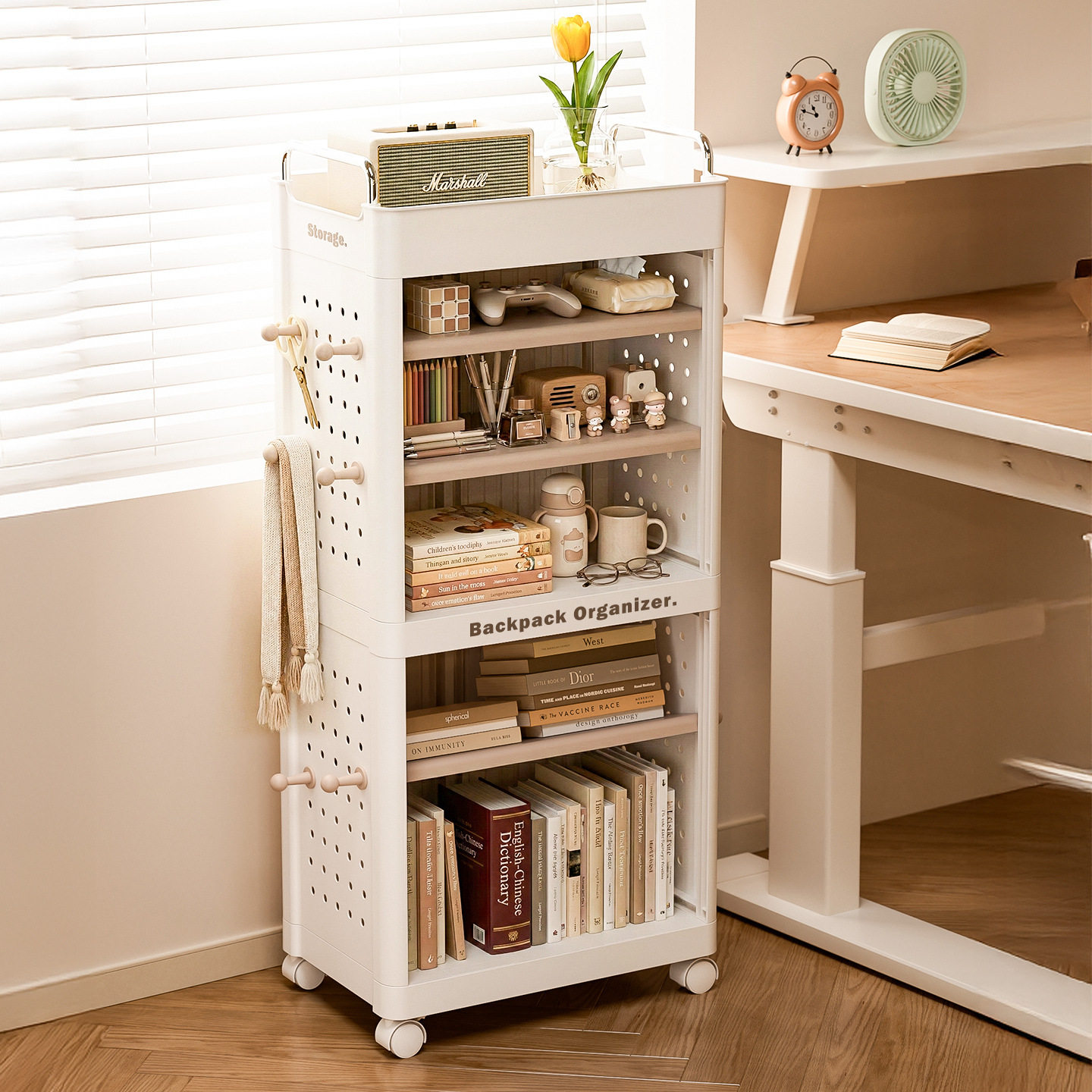 置物架家用书本收纳架书房客厅洞洞板多功能小推车置物可移动书柜,收纳整理,家用收纳手推车,淘宝优惠券,粉丝福利购,淘宝优惠卷