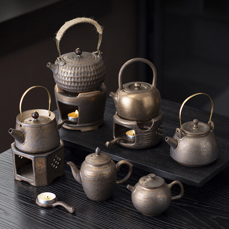 德化复古陶瓷提梁壶小号日式泡茶壶功夫茶具茶壶仿古做旧陶壶单壶