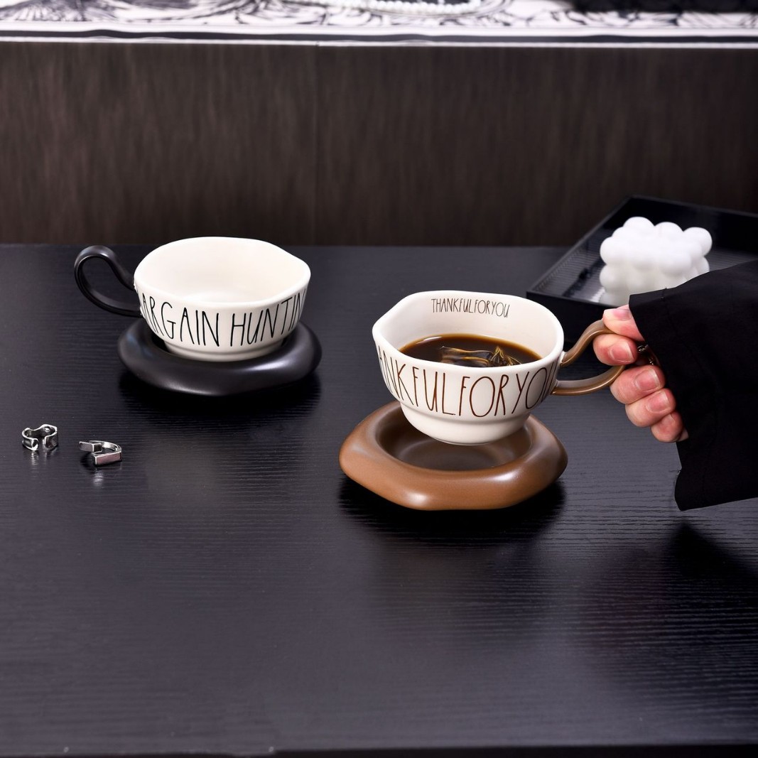 创意欧式陶瓷咖啡杯杯碟办公陶瓷杯家用早餐杯大容量咖啡牛奶杯碟