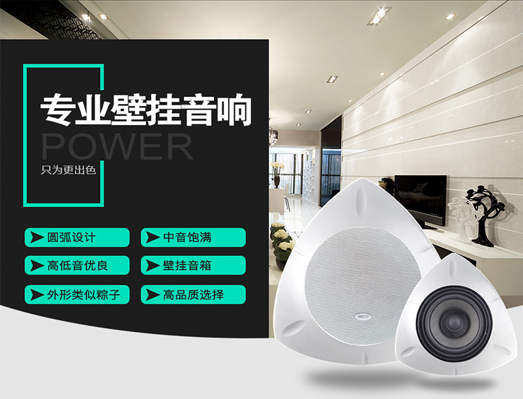 hope向往720壁挂三角音箱背景音乐挂墙喇叭挂式定阻室内店铺一对