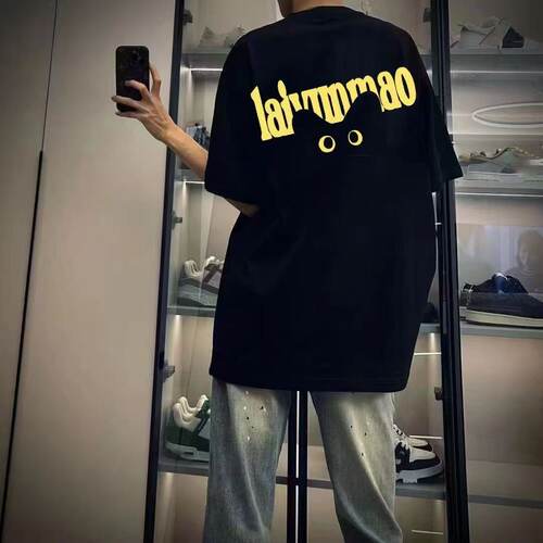 美式高街字母印花宽松短袖T恤男