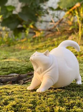 哈欠猫小肥猫俏皮猫打哈欠的猫咪居家摆件书房摆件床头助眠3D打印