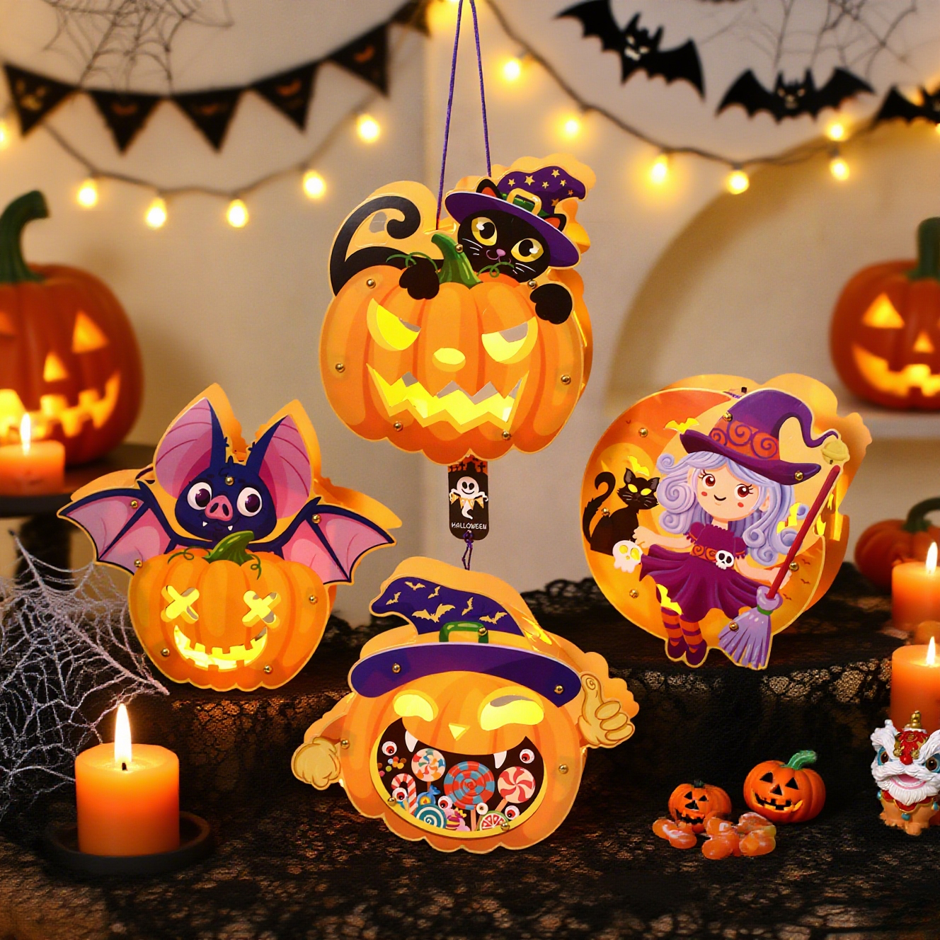 万圣节南瓜灯儿童手提发光小灯笼