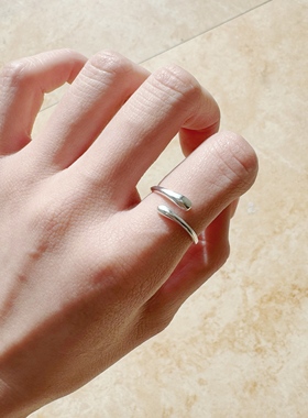 S925纯银水滴戒指日韩风水滴