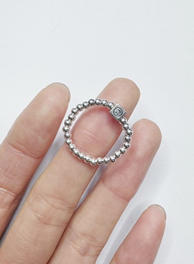 S925纯银圆珠笑脸戒指