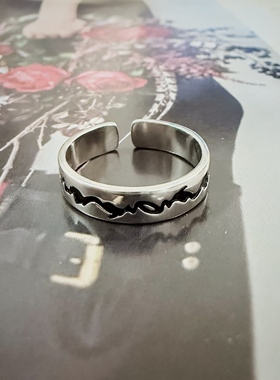 S925纯银《宿命》裂纹线条戒指